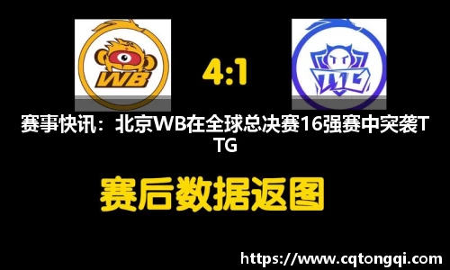 赛事快讯：北京WB在全球总决赛16强赛中突袭TTG